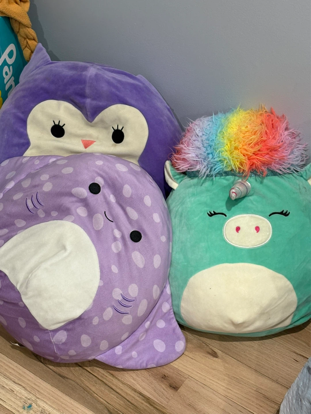 Squishmallows Plush Toys - Owl, Stingray, Unicorn