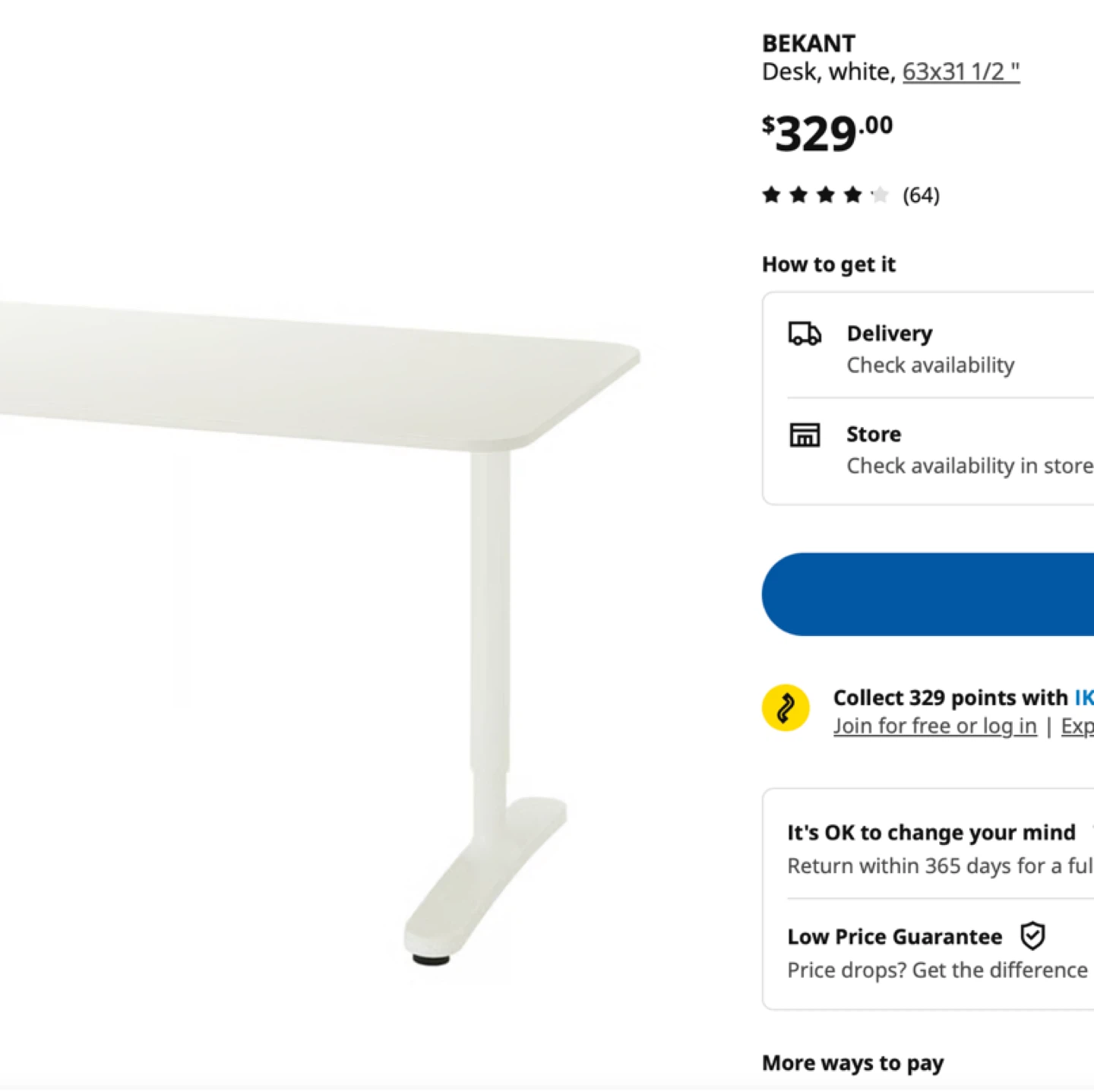 IKEA BEKANT Desk - White, 63x31 1/2" - photo 2