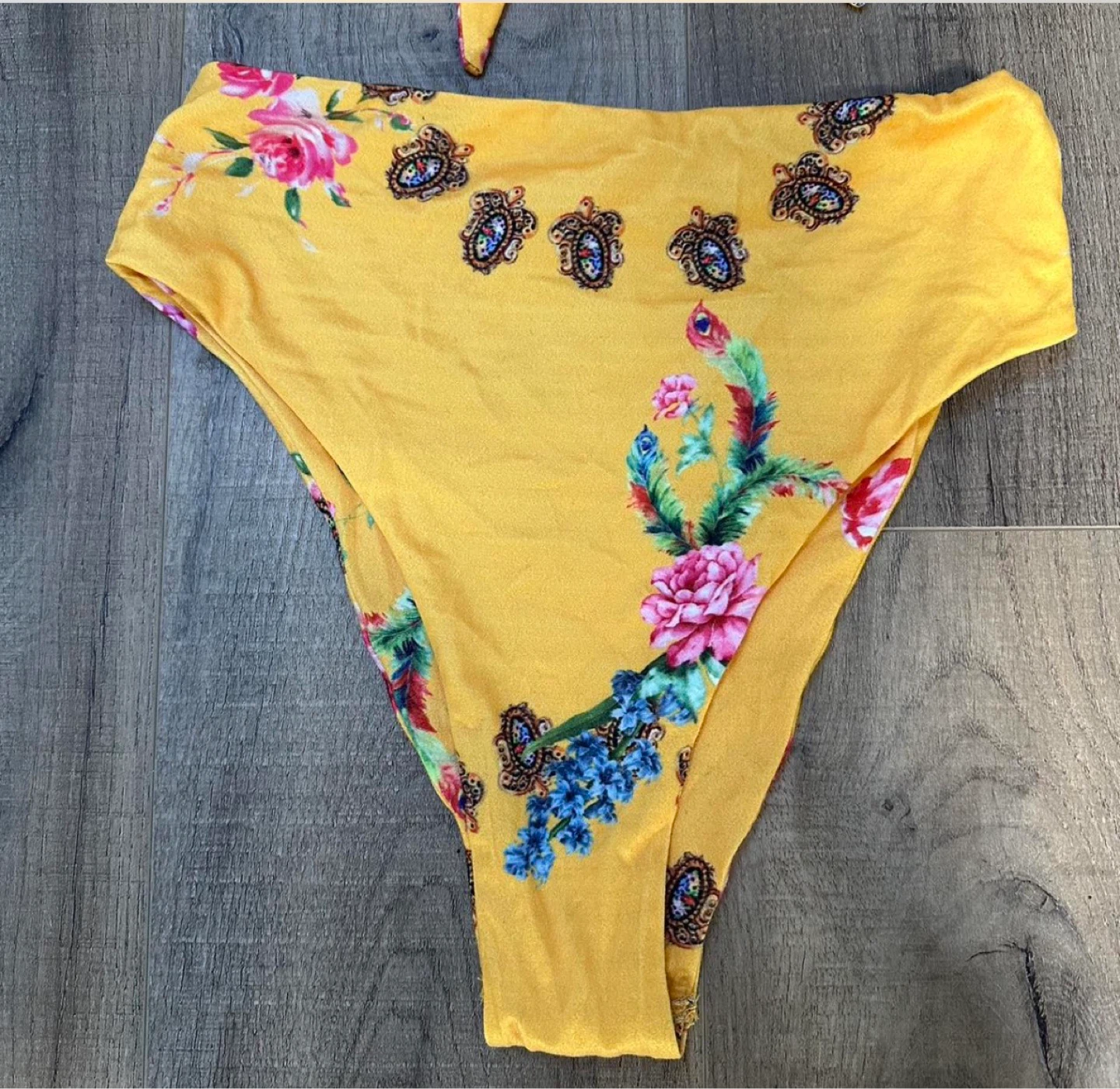 Yellow floral REVE tie-front bikini set - photo 3
