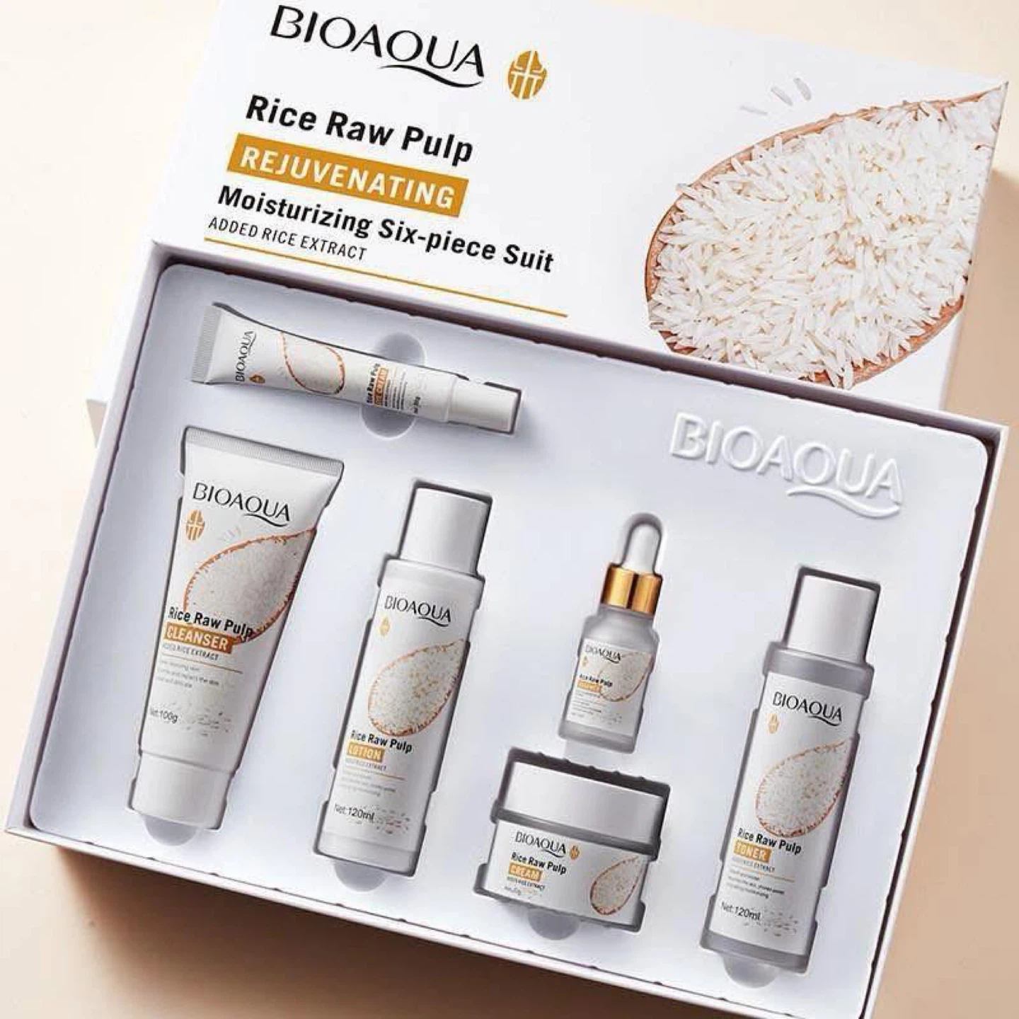 BIOAQUA Rice Raw Pulp Rejuvenating Moisturizing Six-piece Suit