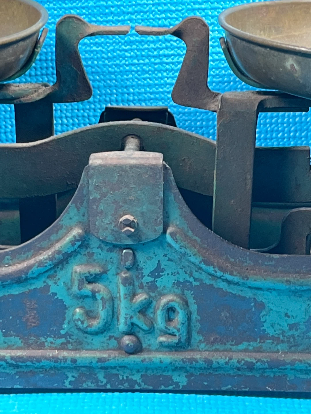 Antique French 5kg Cast Iron Balance Scale - Vintage Green - photo 2