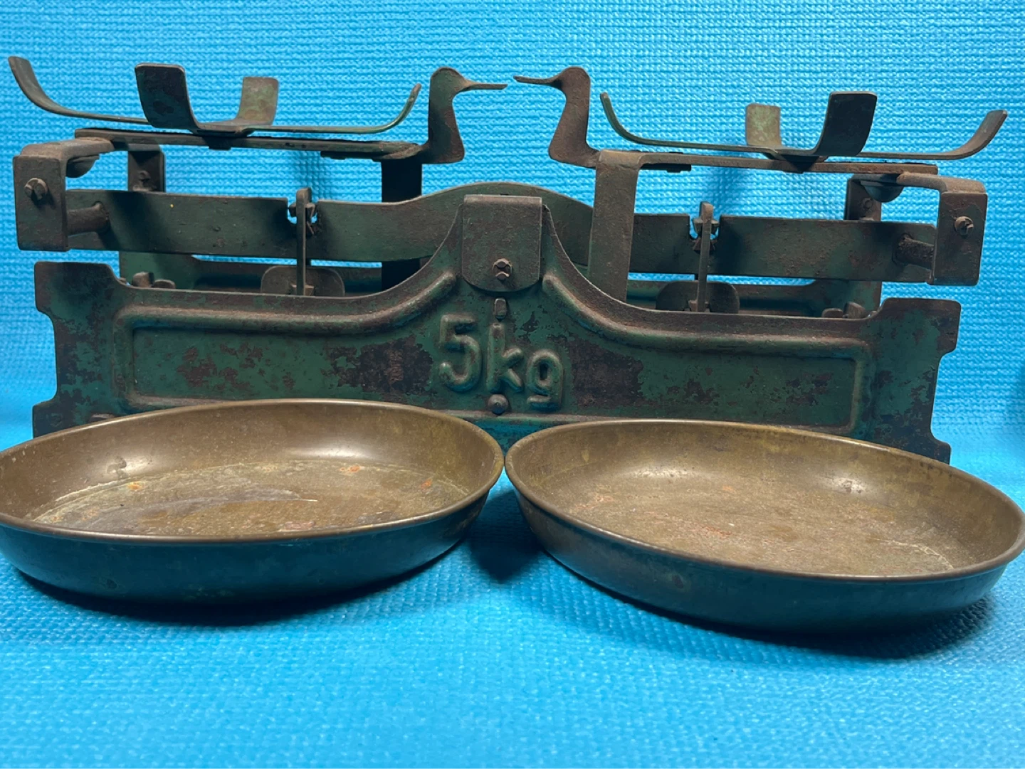 Antique French 5kg Cast Iron Balance Scale - Vintage Green - photo 5