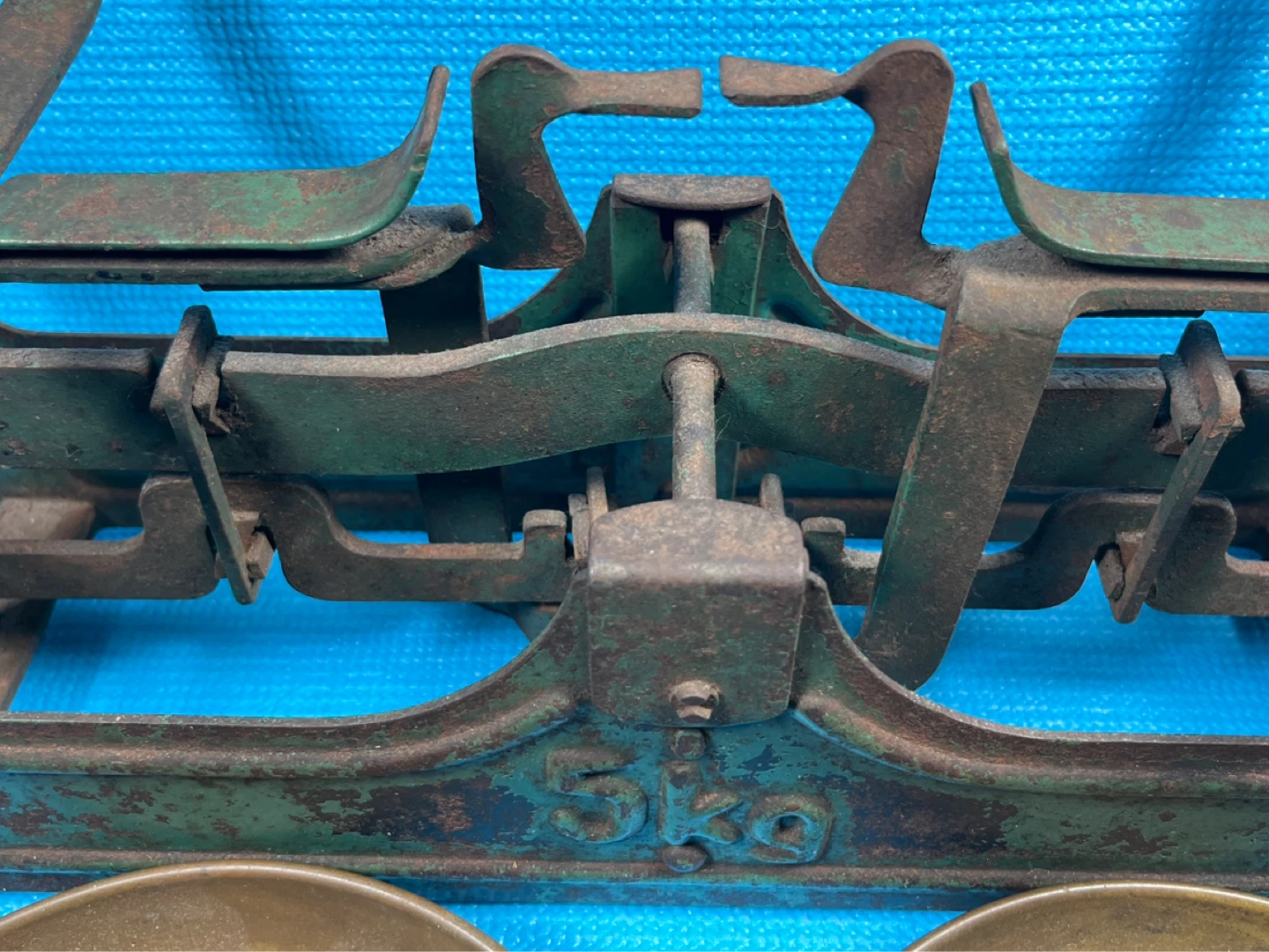 Antique French 5kg Cast Iron Balance Scale - Vintage Green - photo 4