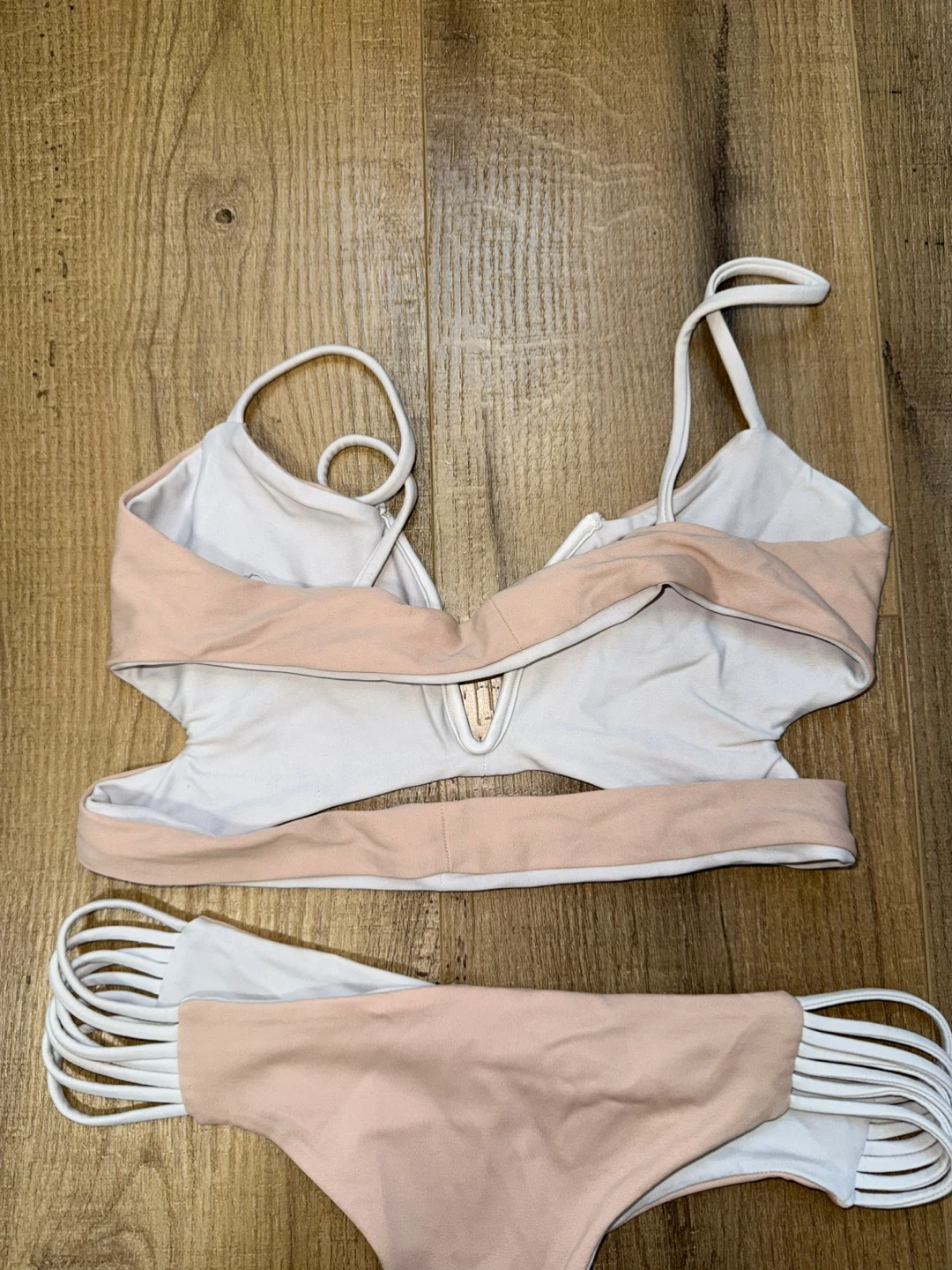 Women's Bikini Set - Peach/light pink and White - photo 4