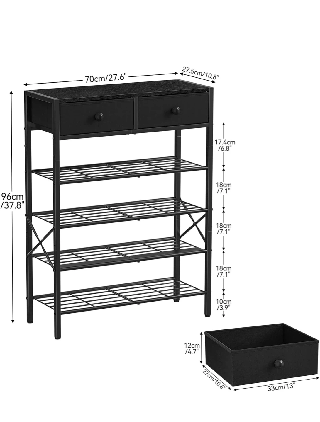 5-Tier Shoe Rack with 2 Drawers - photo 2