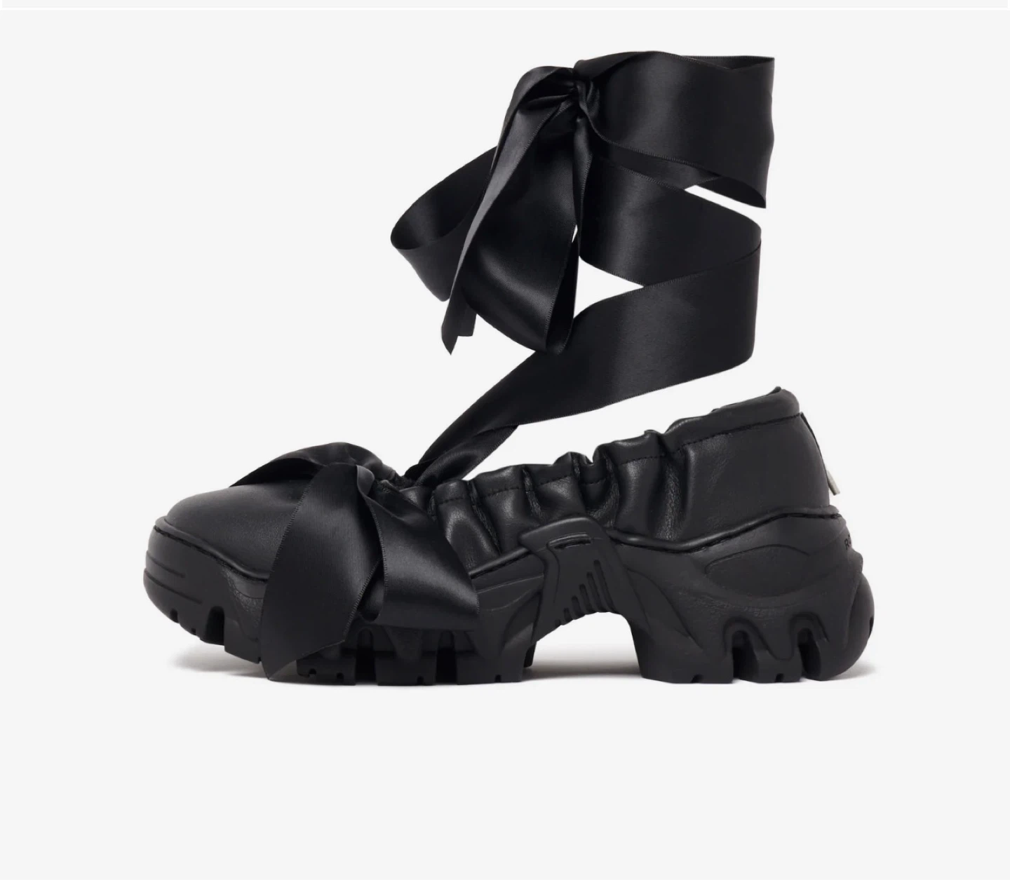 ROMBAUT Black Satin Ribbon Platform Sneakers