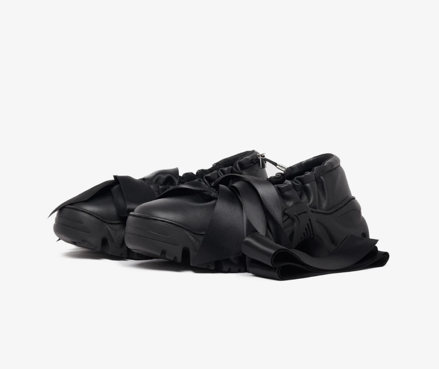 ROMBAUT Black Satin Ribbon Platform Sneakers - photo 3