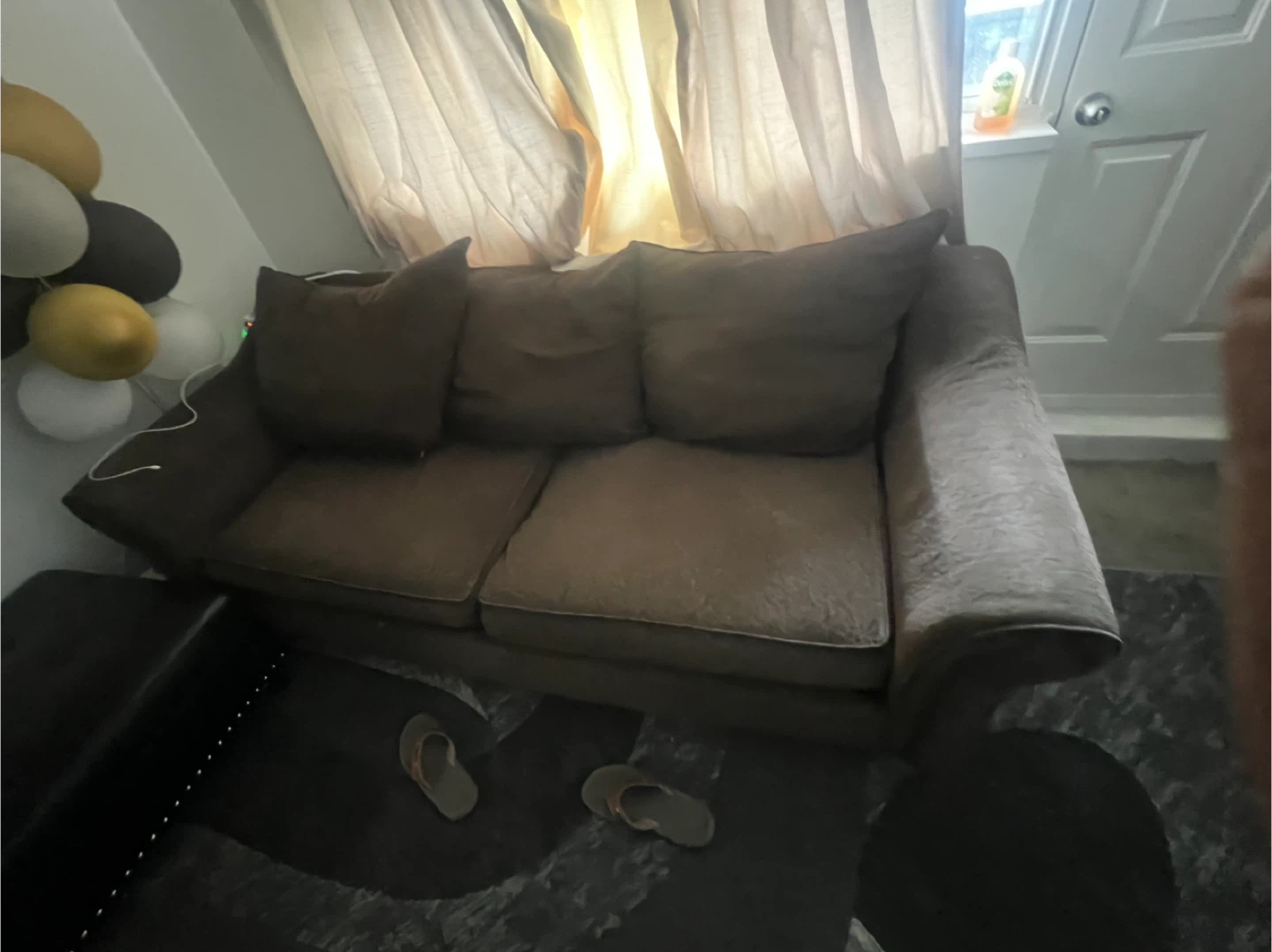 Brown Fabric Sofa pair