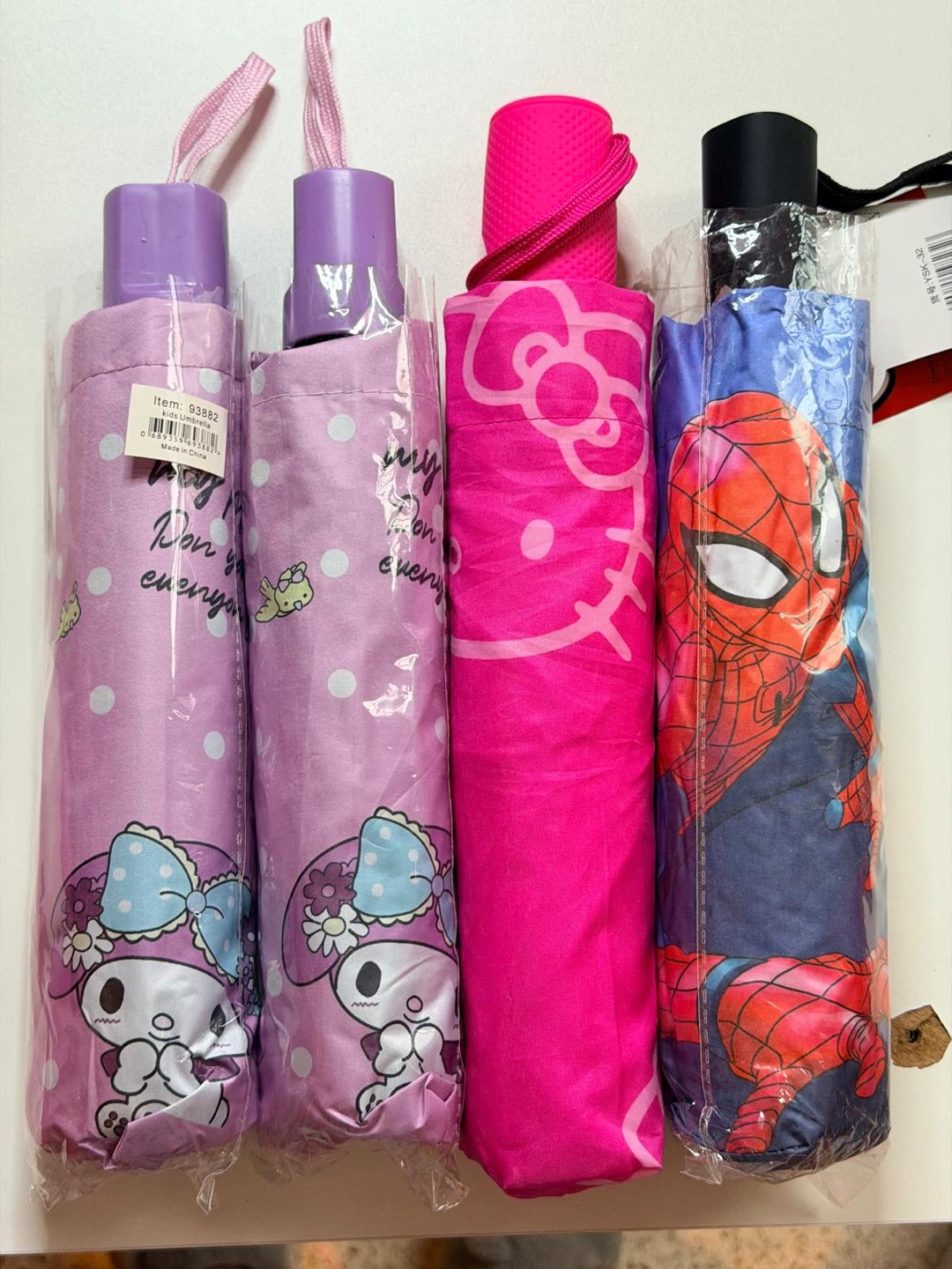 Kids Umbrellas - My Melody, Hello Kitty, Spiderman Designs