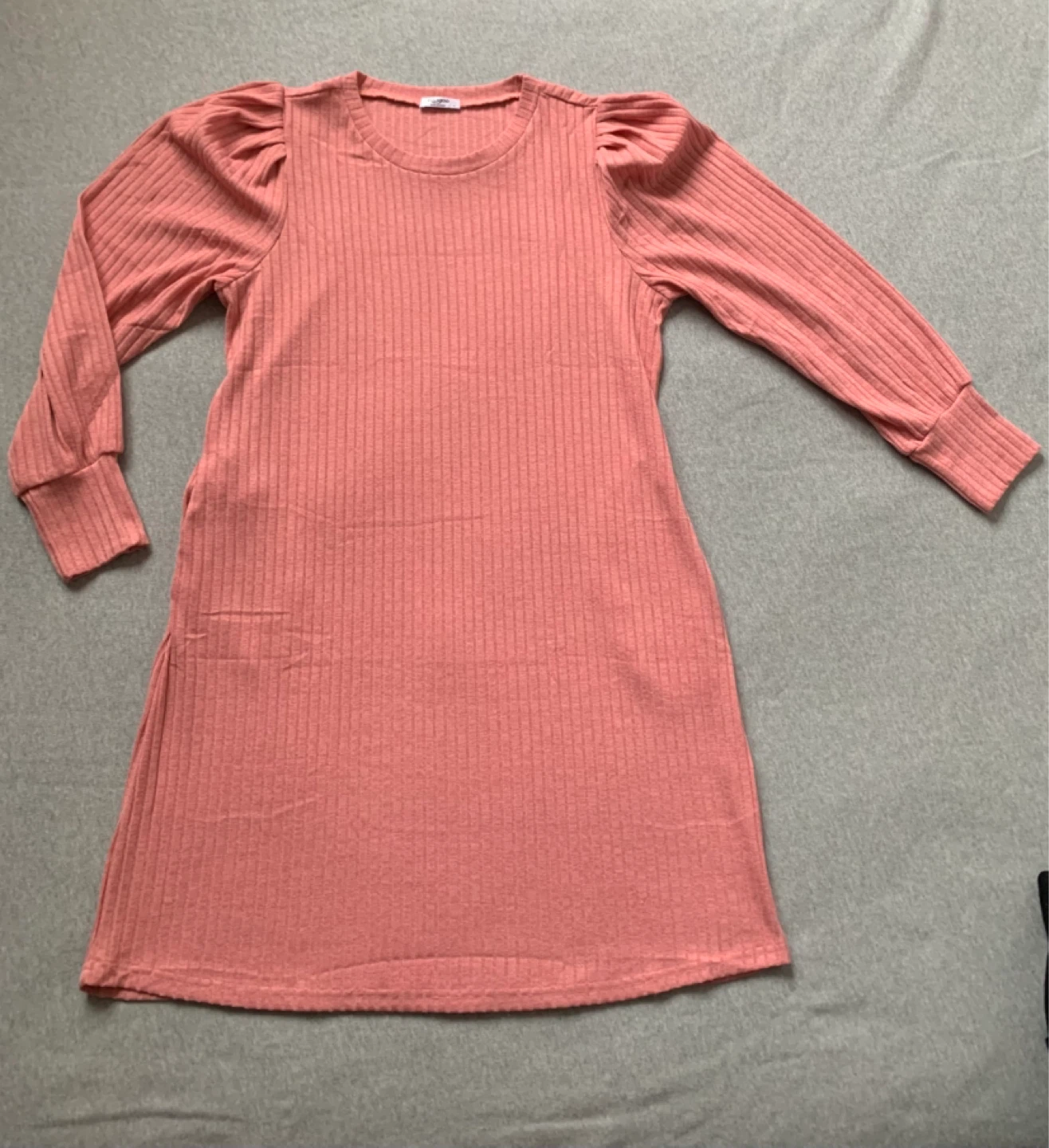 Pink Ribbed Puff Sleeve Sweater Dress WITH POCKETS- Size XL