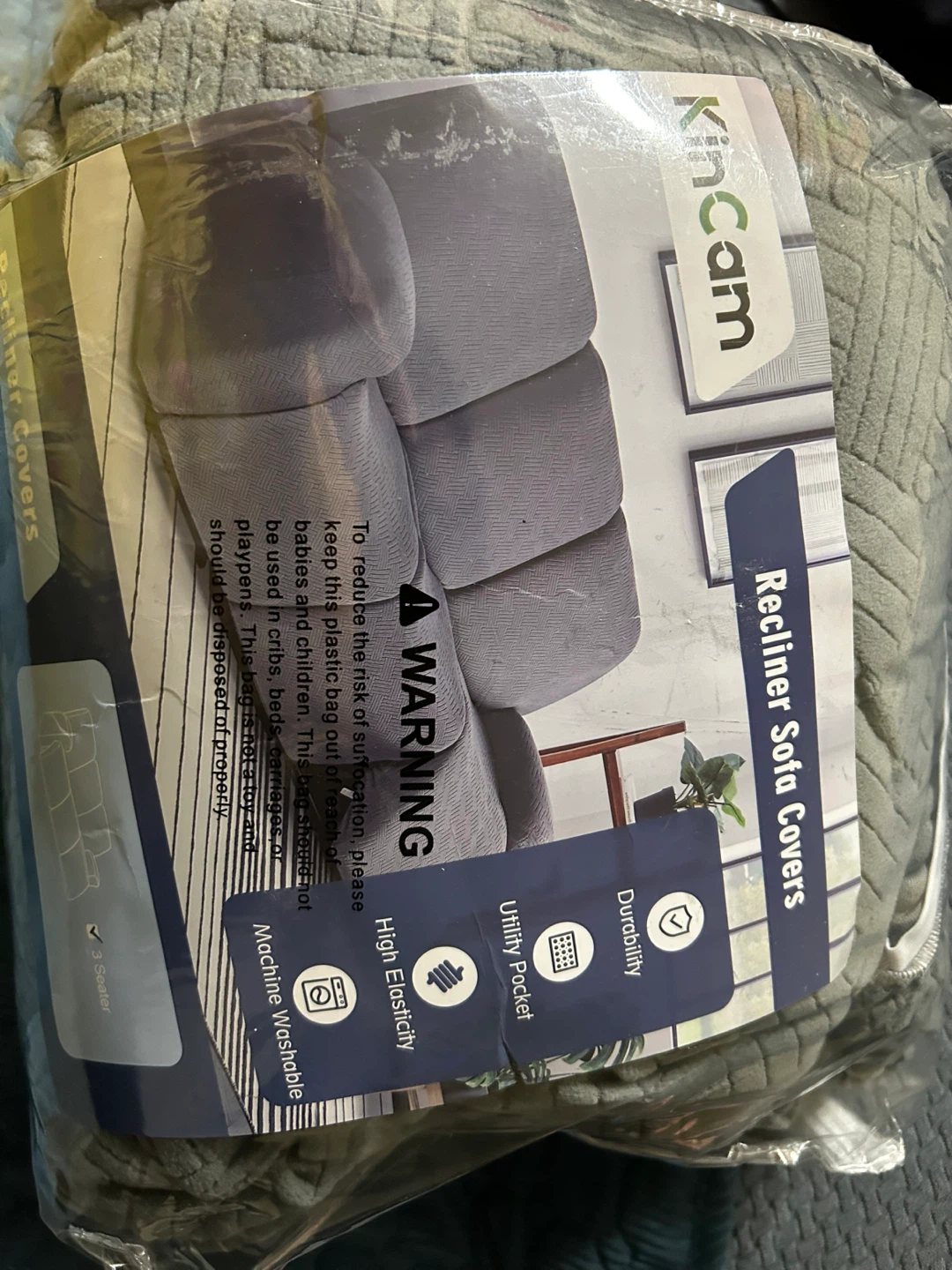 New-Kin cam  Light Gray 3 Seater Recliner Sofa Covers - photo 3