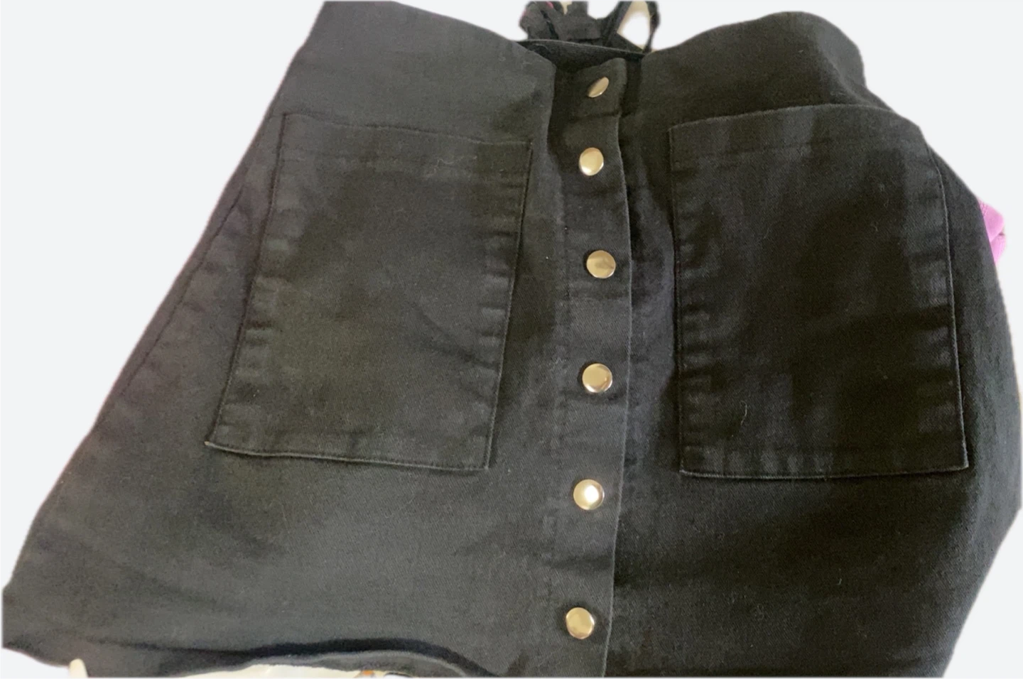 STUDIO Black Button-Front Denim Skirt