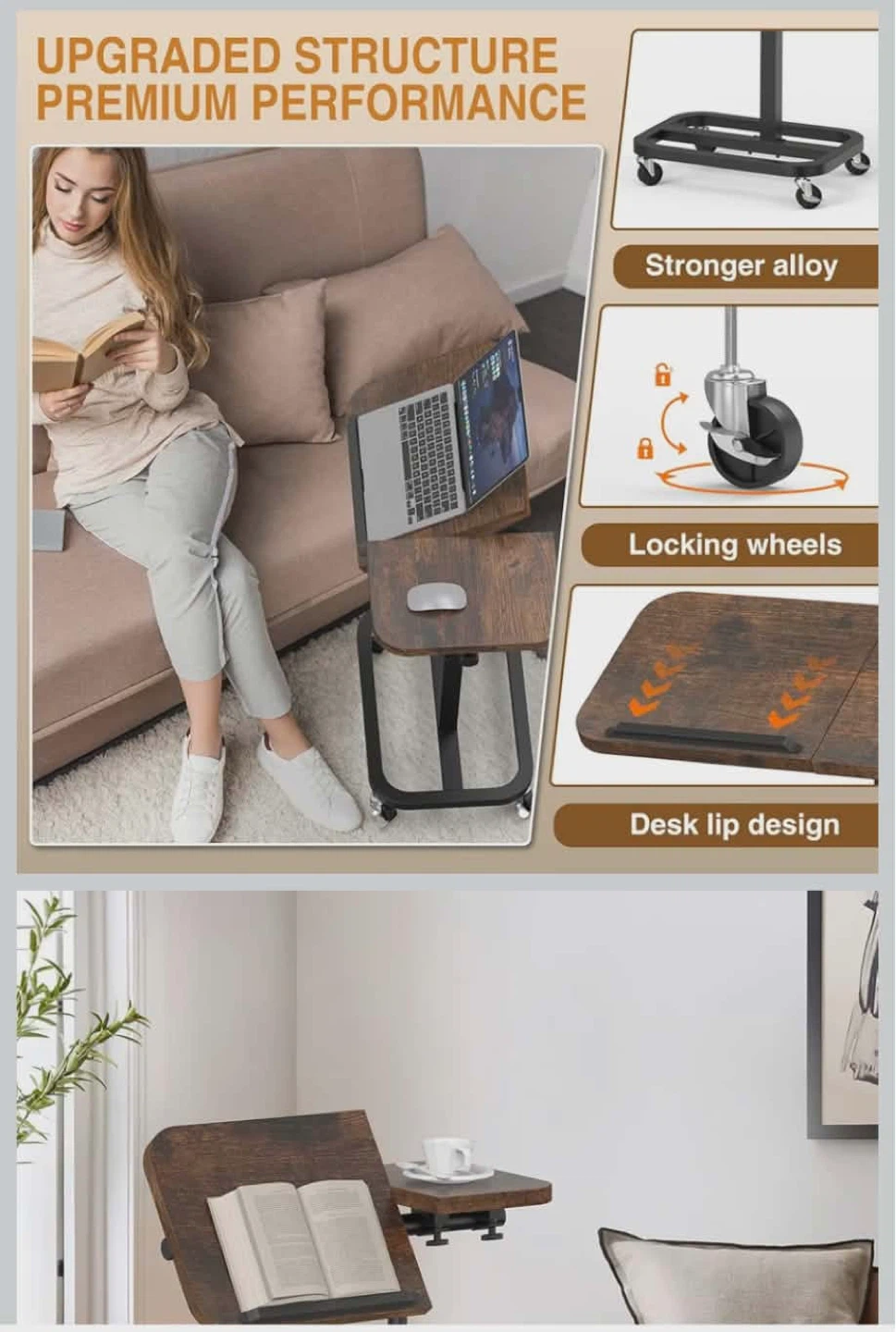 Adjustable Laptop Desk with Wheels - photo 4