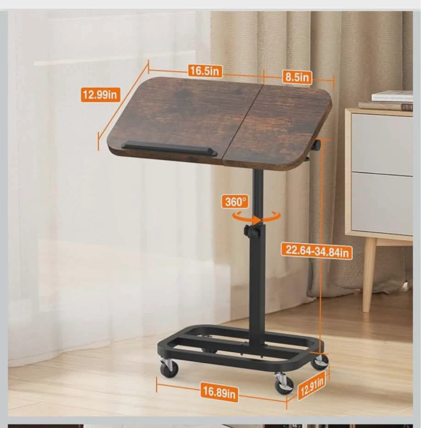 Adjustable Laptop Desk with Wheels - photo 2