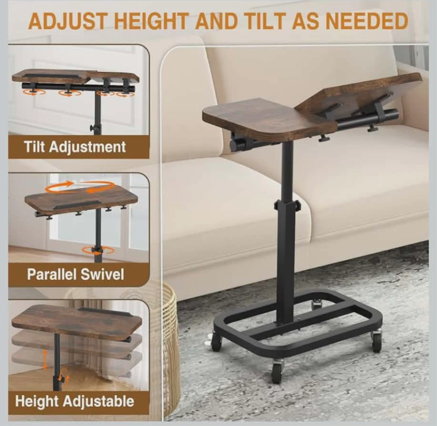 Adjustable Laptop Desk with Wheels - photo 3