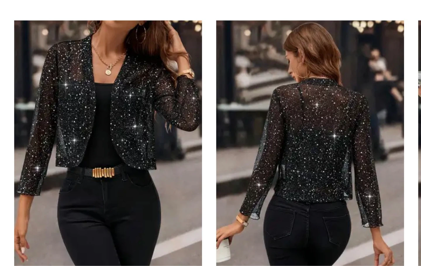 Sparkly Black Mesh Bolero Jacket