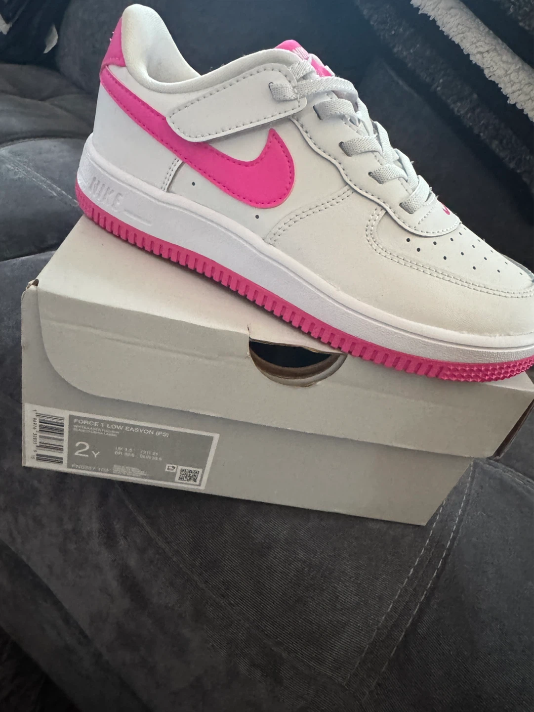 Nike Air Force 1 Low Eason (PS) Kids Shoes White Pink Size 2Y