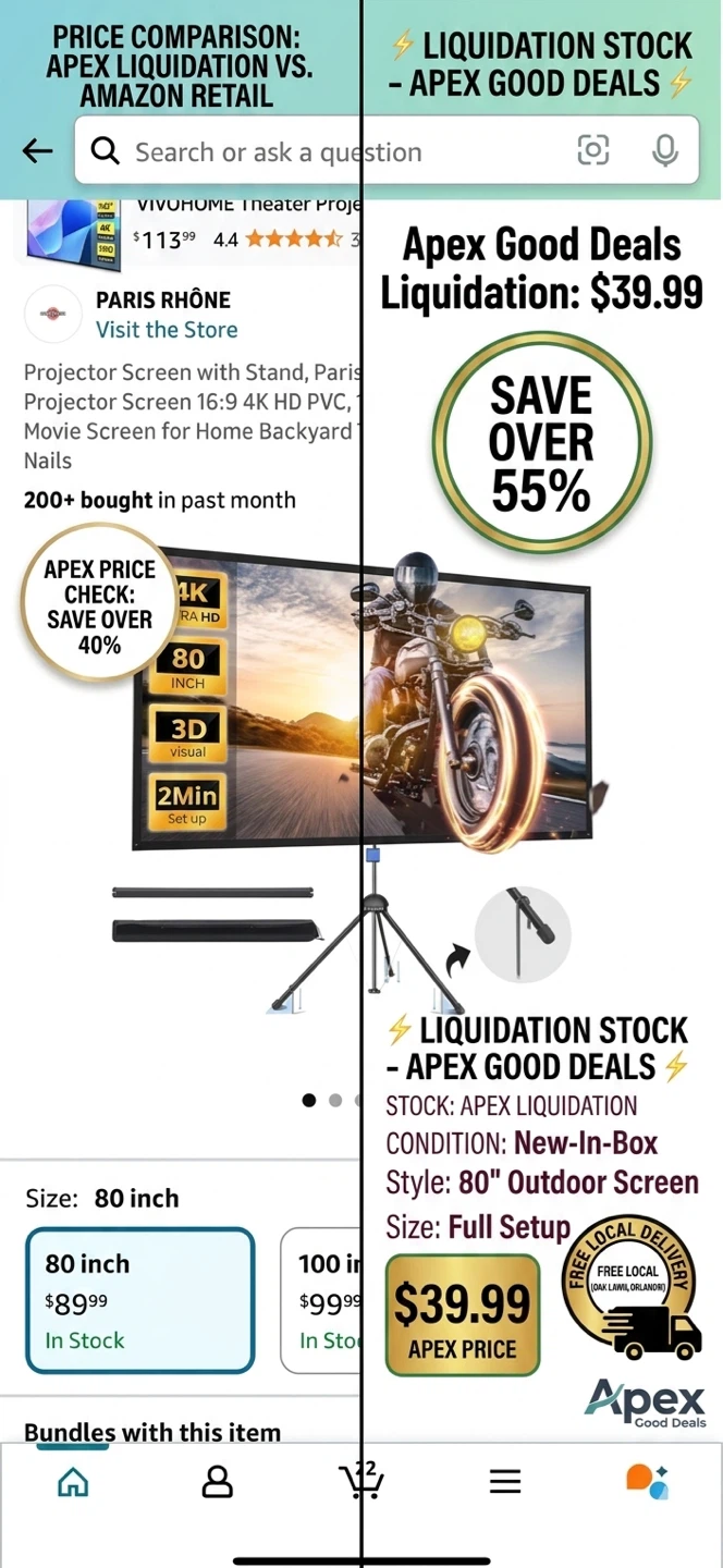 VIVOHOME 80-inch Outdoor Projector Screen with Stand