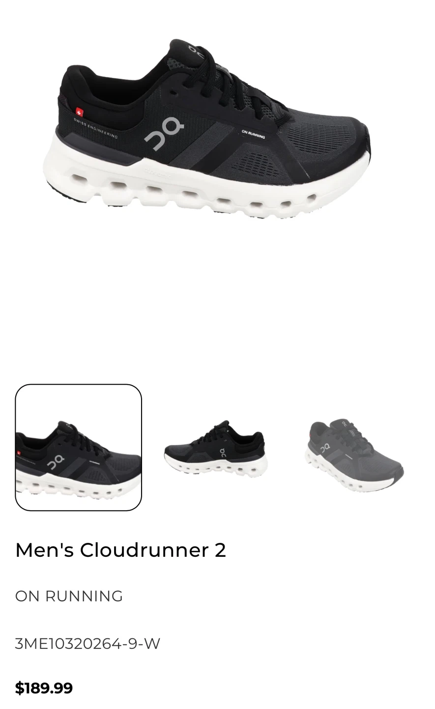 ON Cloudrunner 2 Men's Running Shoes size 12 new