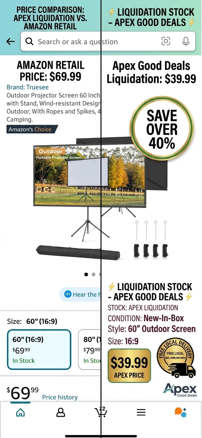Truesee 60 Inch Outdoor Projector Screen with Stand