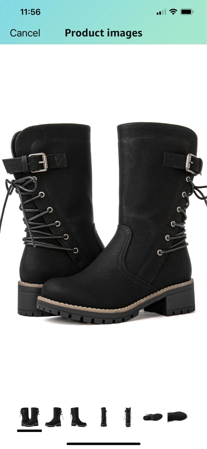 Black Lace-Up Motorcycle Boots