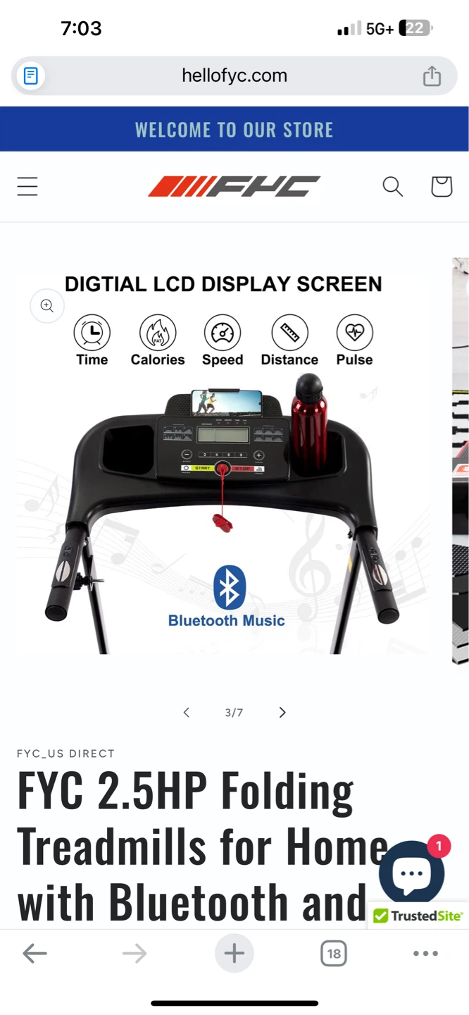 FYC 2.5HP Folding Treadmill with Bluetooth - Black - photo 4