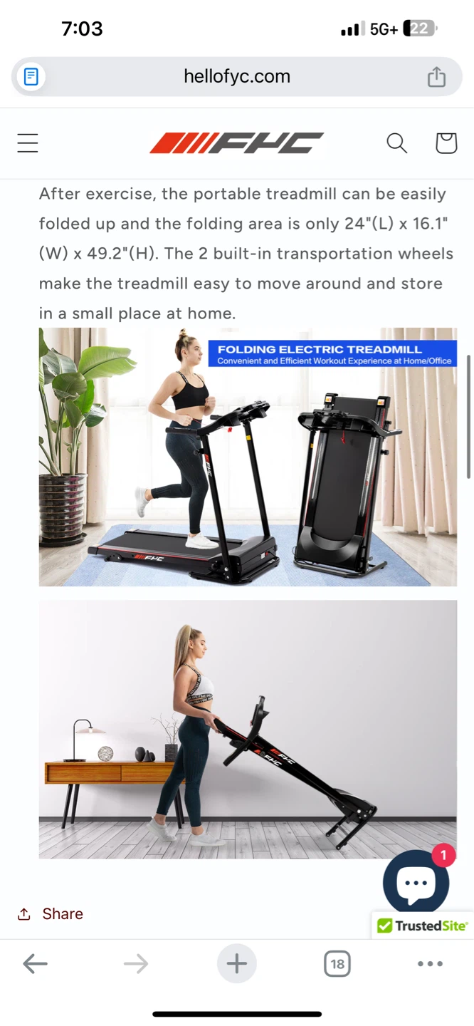 FYC 2.5HP Folding Treadmill with Bluetooth - Black - photo 3