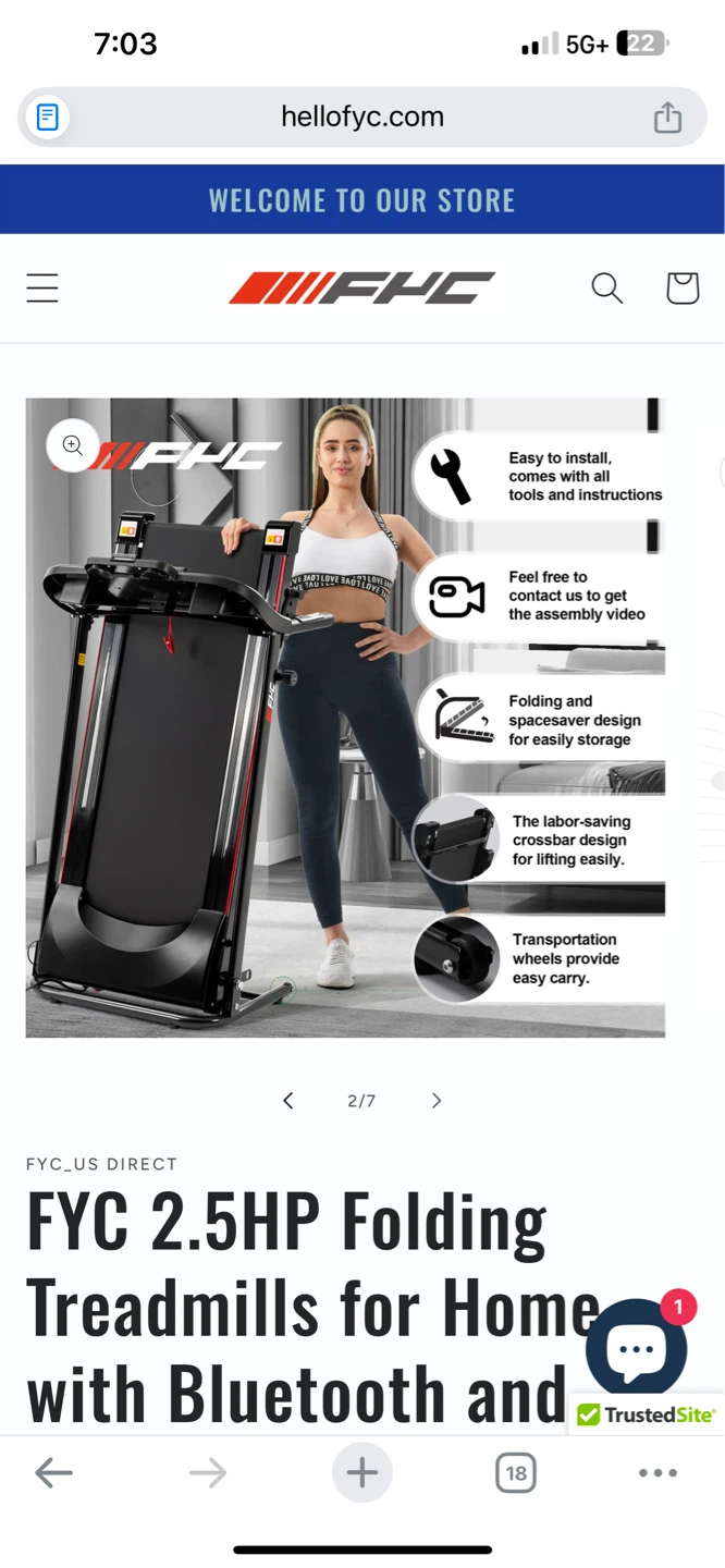 FYC 2.5HP Folding Treadmill with Bluetooth - Black - photo 5