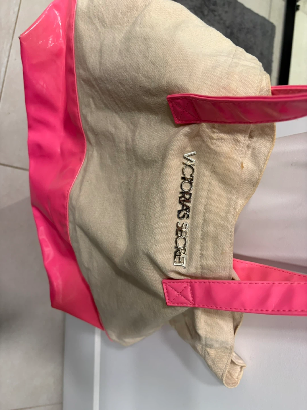Victoria's Secret Tote Bag - Canvas & Pink Patent - photo 4