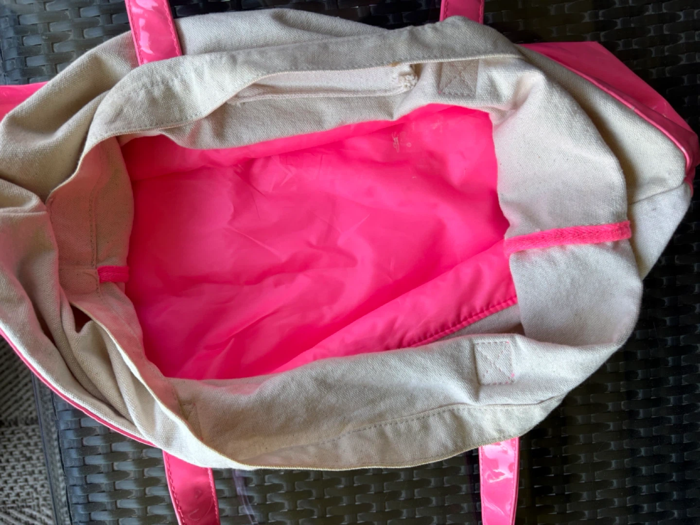 Victoria's Secret Tote Bag - Canvas & Pink Patent