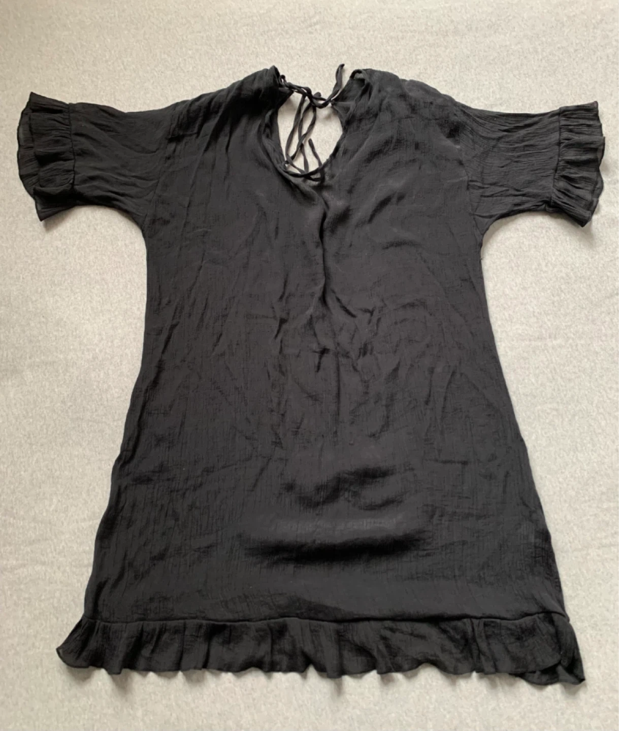 Black Ruffle Sleeve Cover-Up Dress