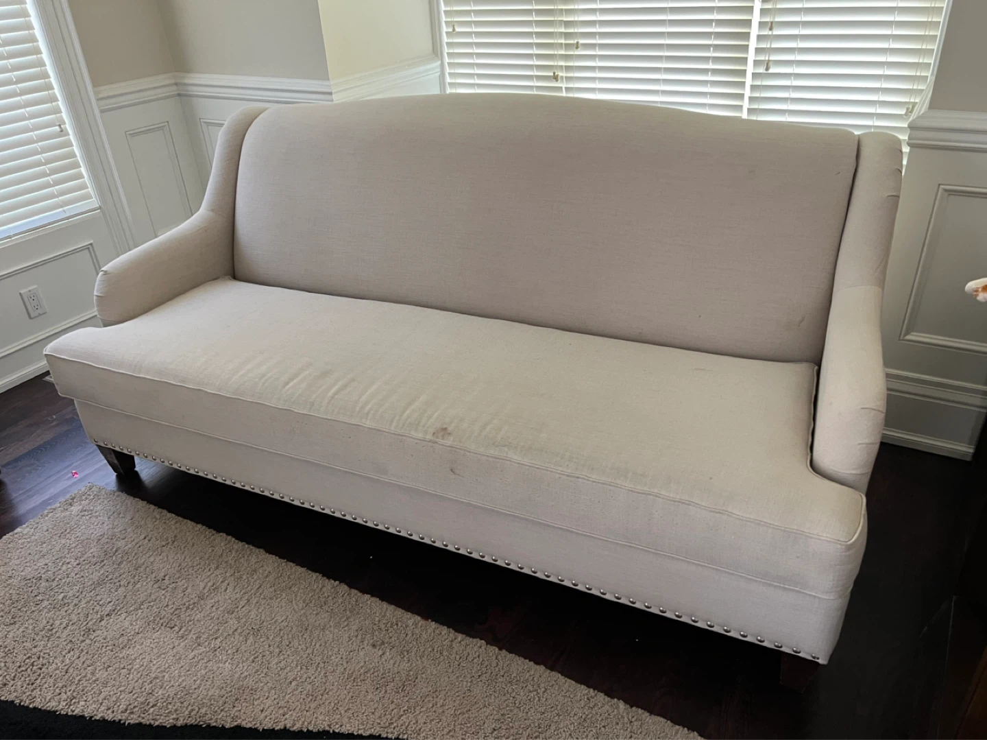 Cream Upholstered Loveseat Sofa