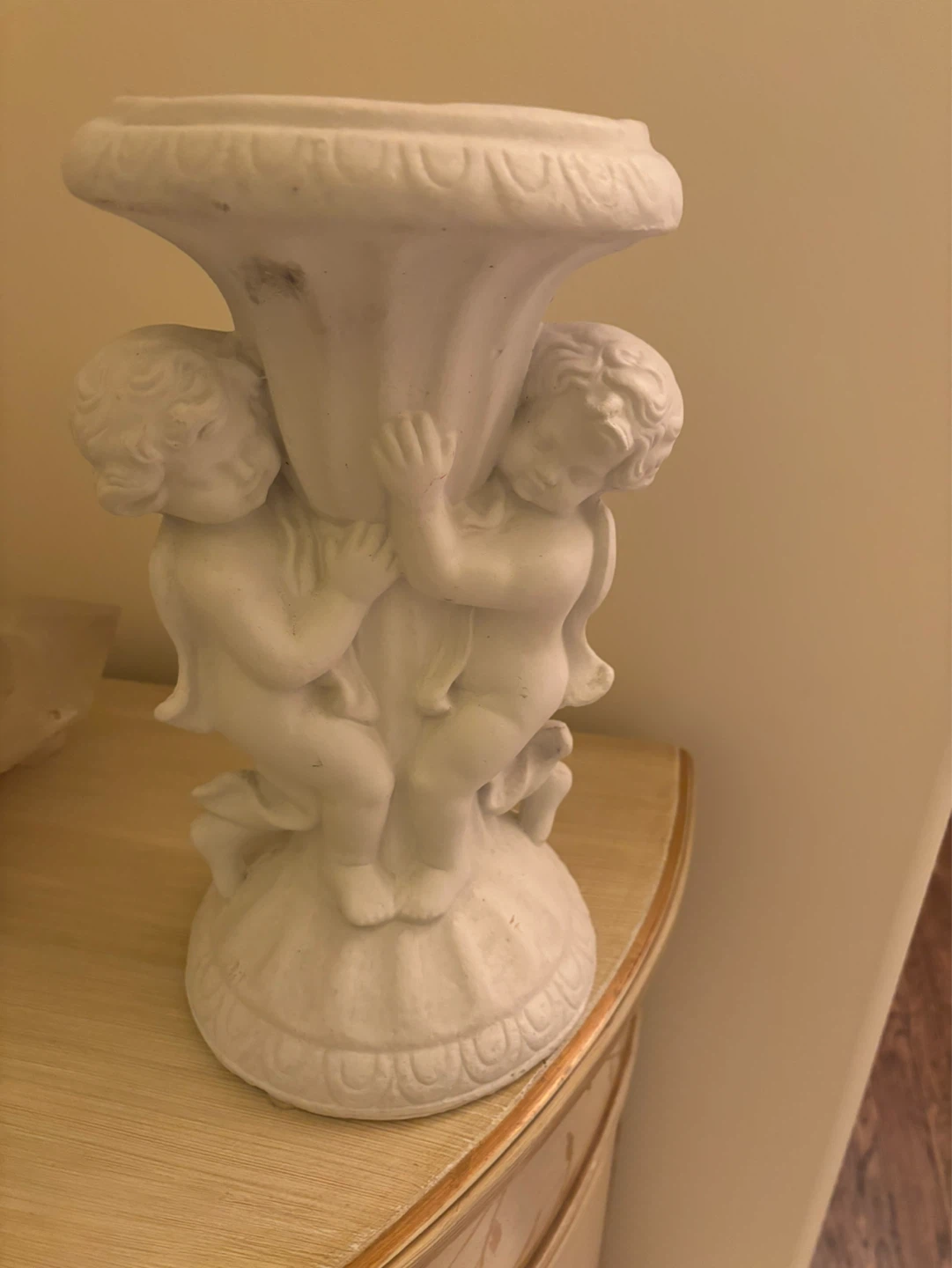 White Cherub Urn Planter