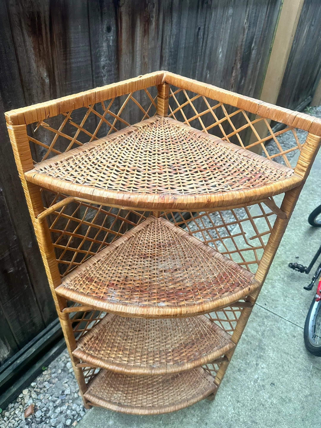 Wicker Corner Shelf Unit