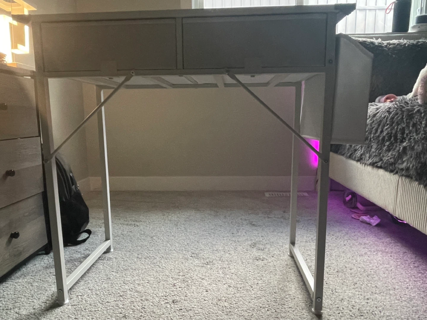 White Desk with 2 Storage Drawers - photo 2