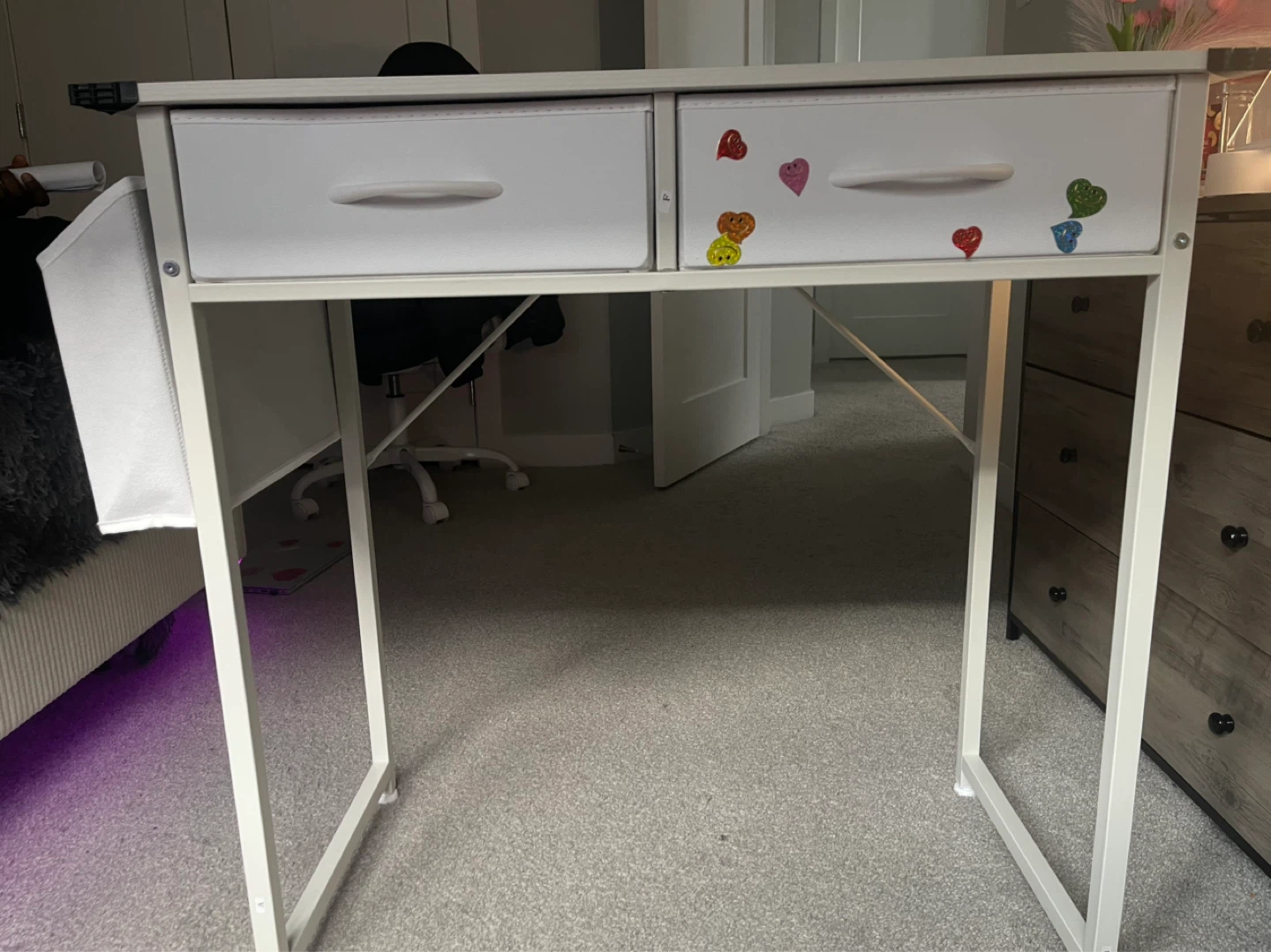 White Desk with 2 Storage Drawers