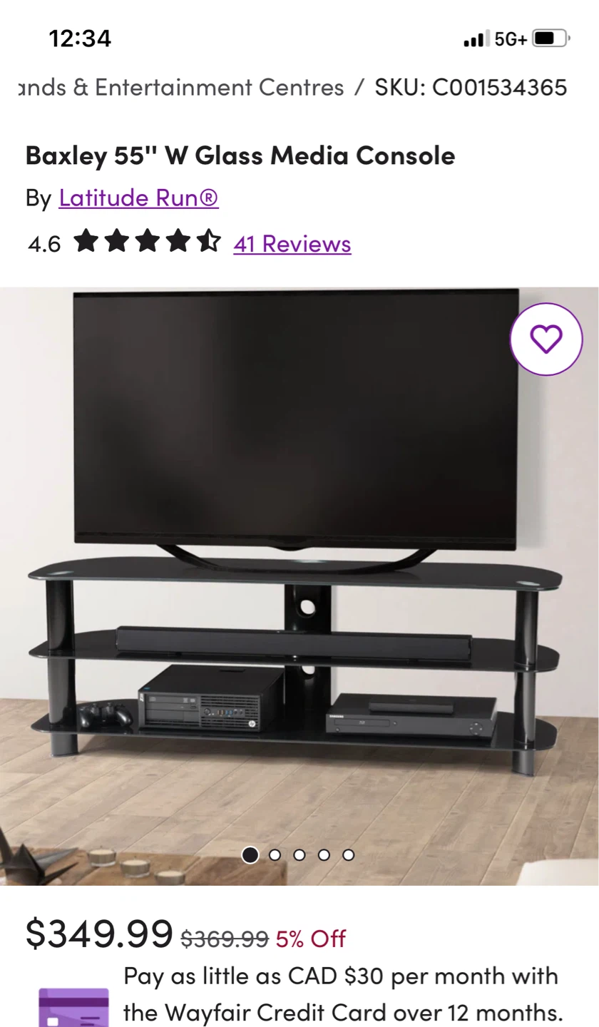 Latitude Run 55" W Glass Media Console