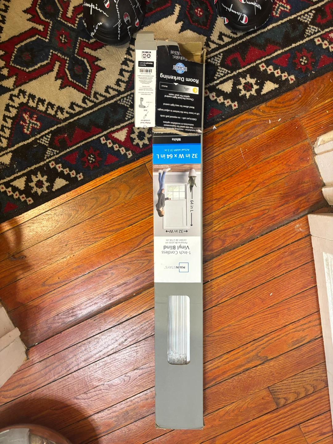 Mainstays 1-Inch Cordless Vinyl Blind - 32" W x 64" L - White - photo 2