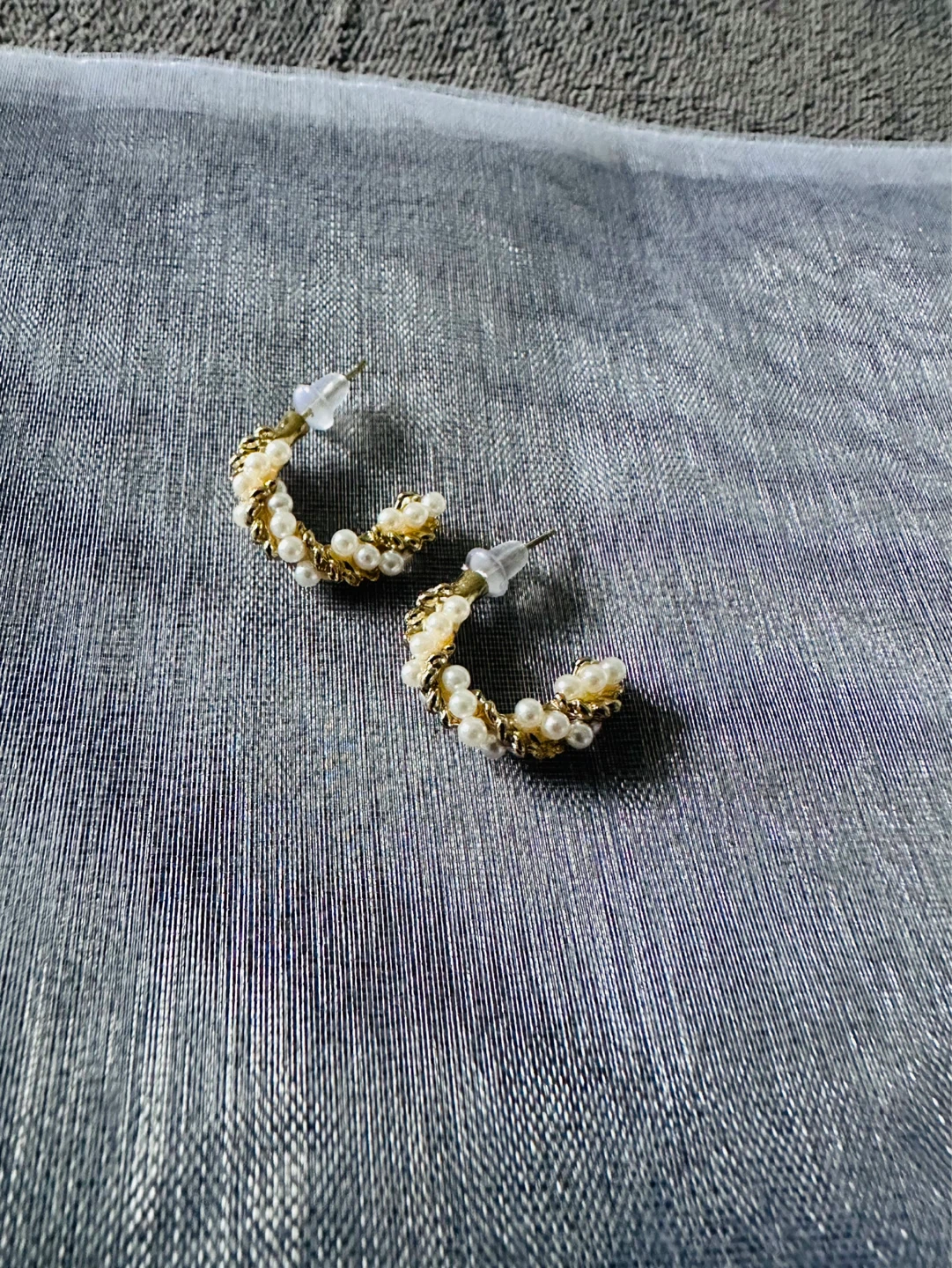Pearl and Chain Hoop Earrings
