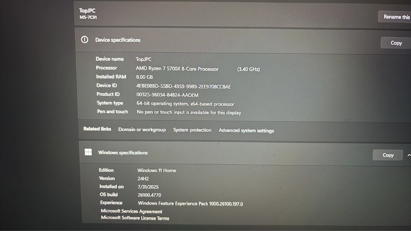 Custom Gaming PC - AMD Ryzen 7 5700X, 8GB RAM, RTX GPU