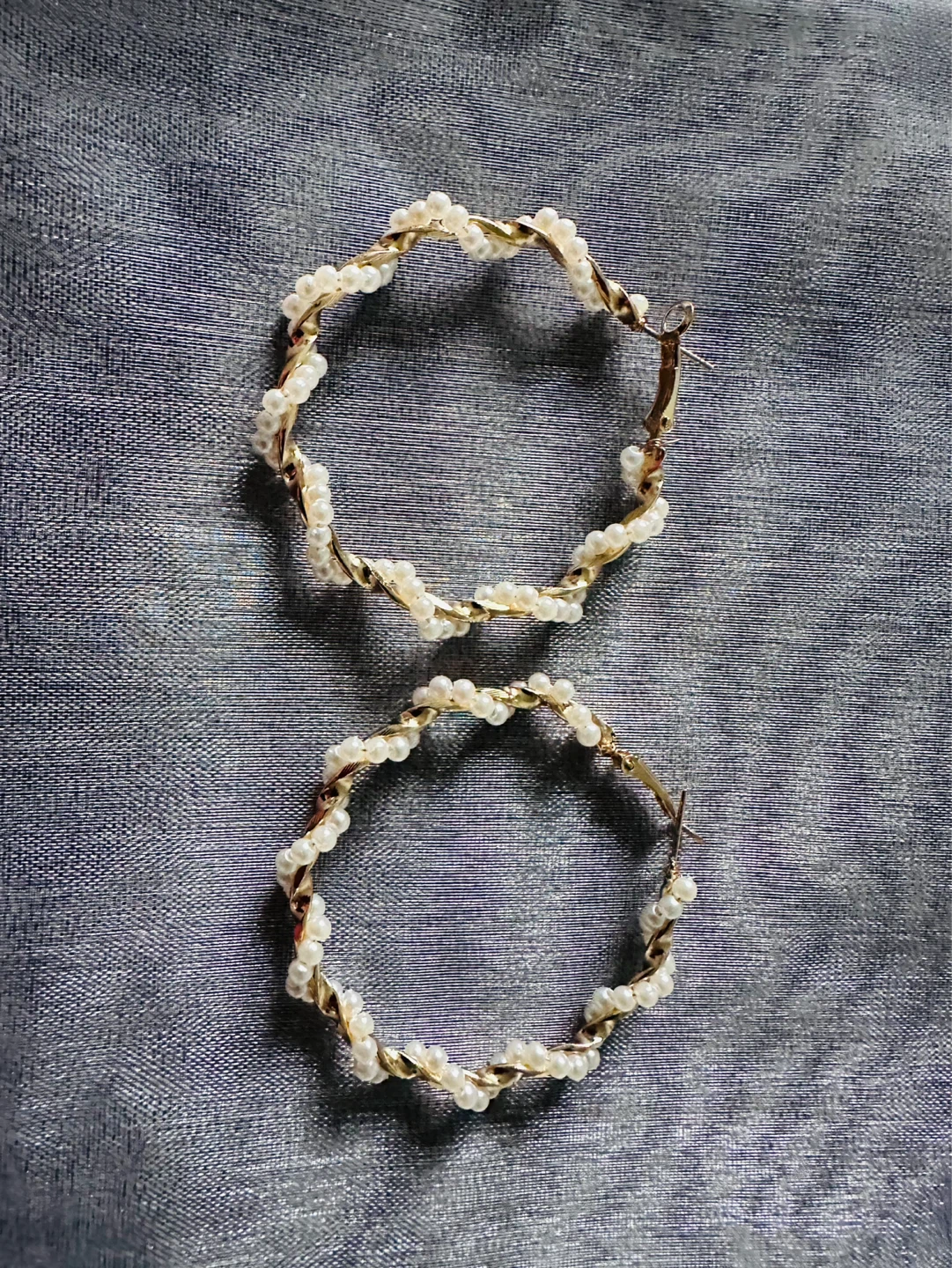 Twisted Hoop Earrings with Pearls