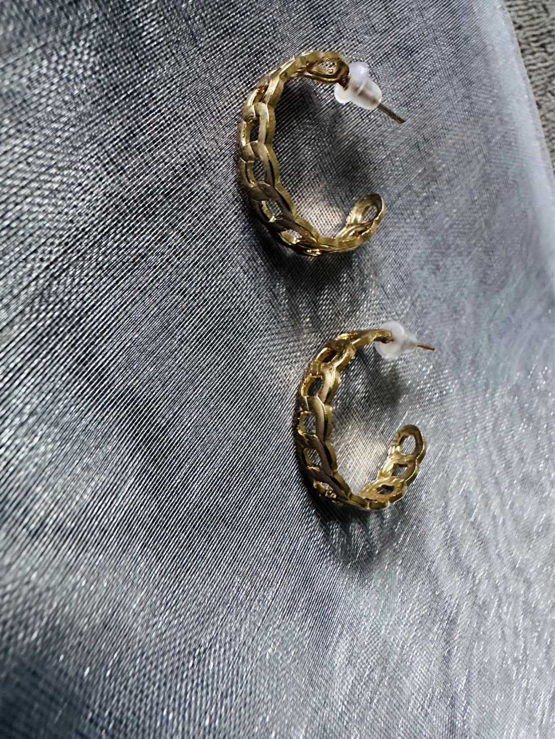 Gold Tone Chain Hoop Earrings