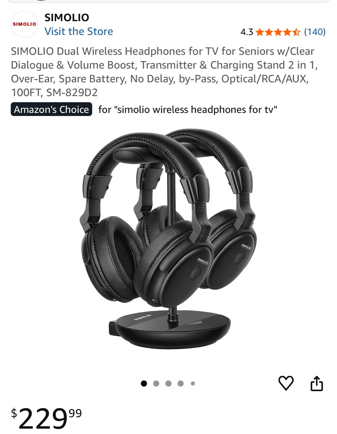 SIMOLIO Dual Wireless TV Headphones - photo 2