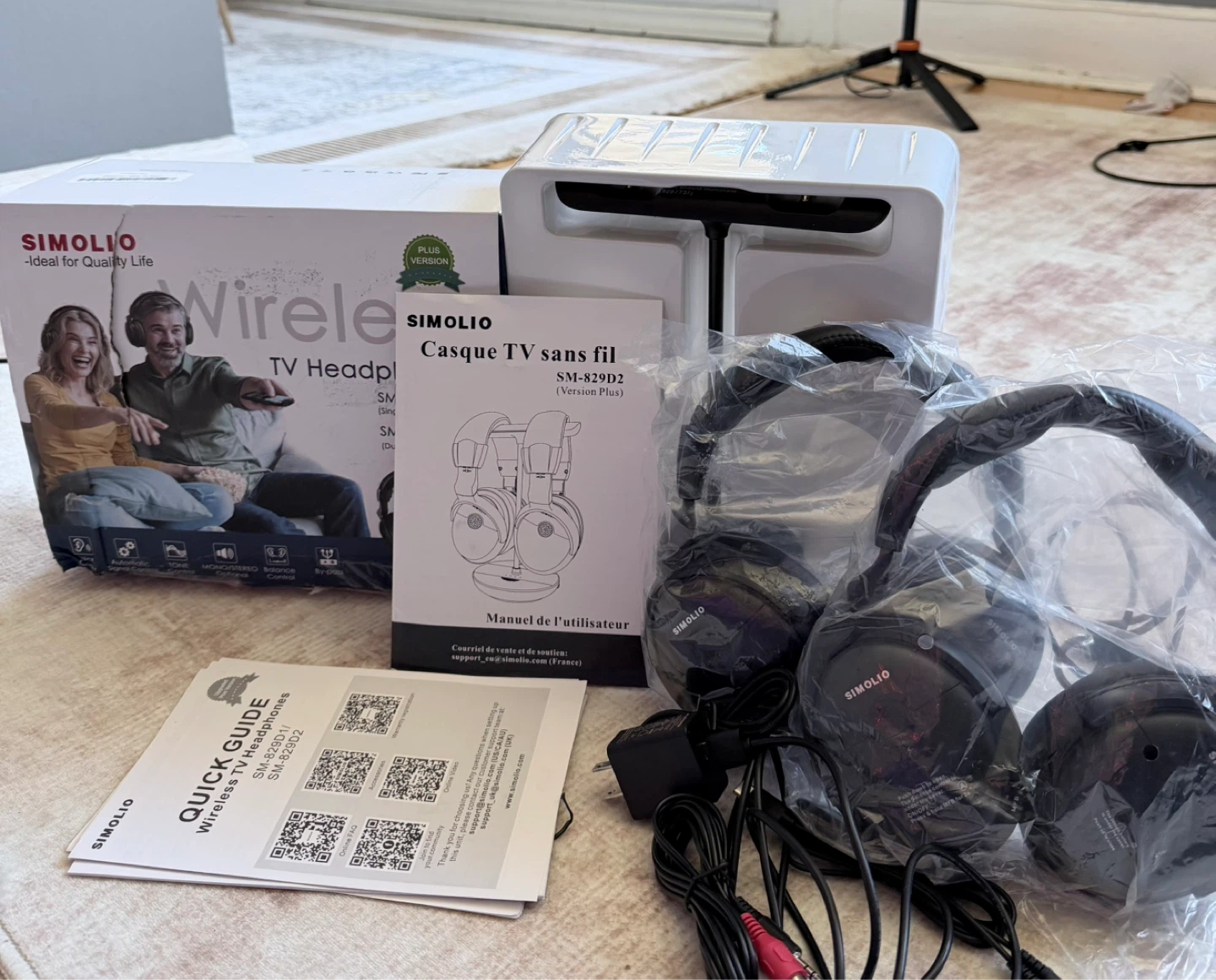 SIMOLIO Dual Wireless TV Headphones
