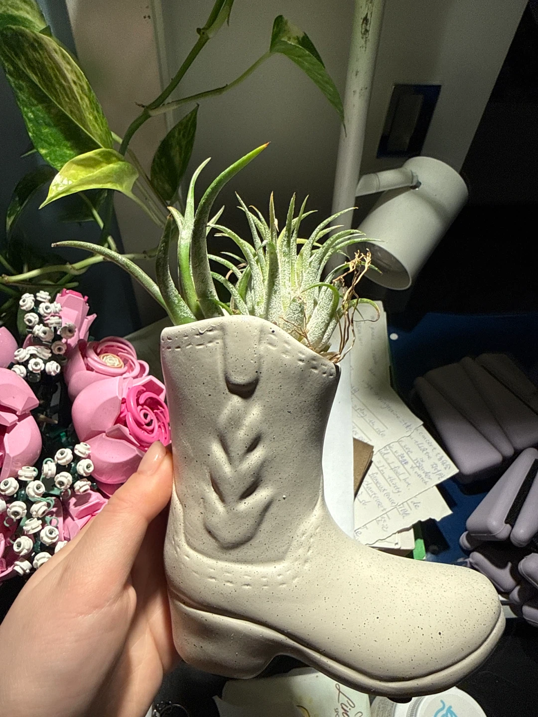 Ceramic Cowboy Boot Planter & Two Air Plants - photo 2
