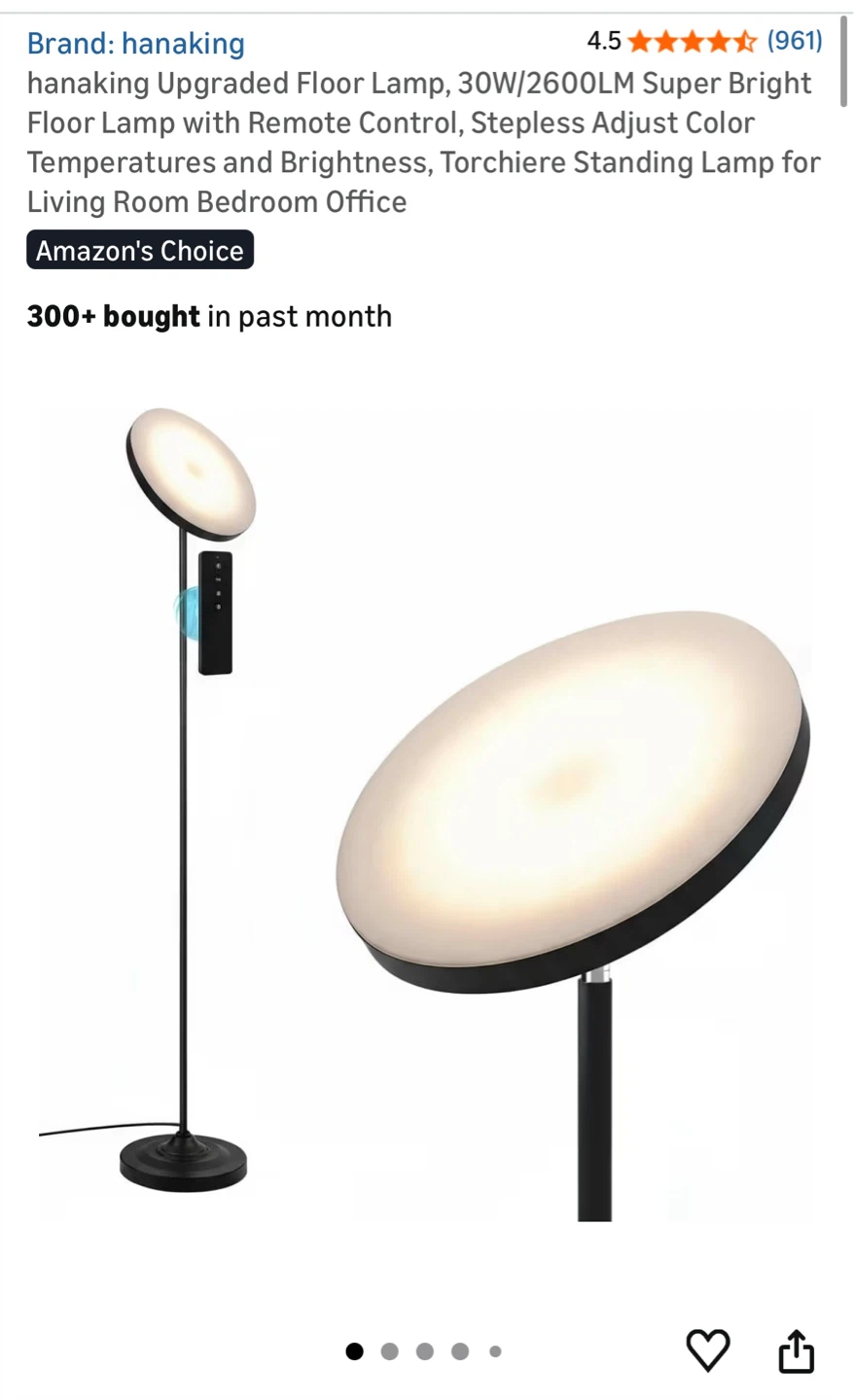 New⭐️hanaking Upgraded Floor Lamp with Remote Control