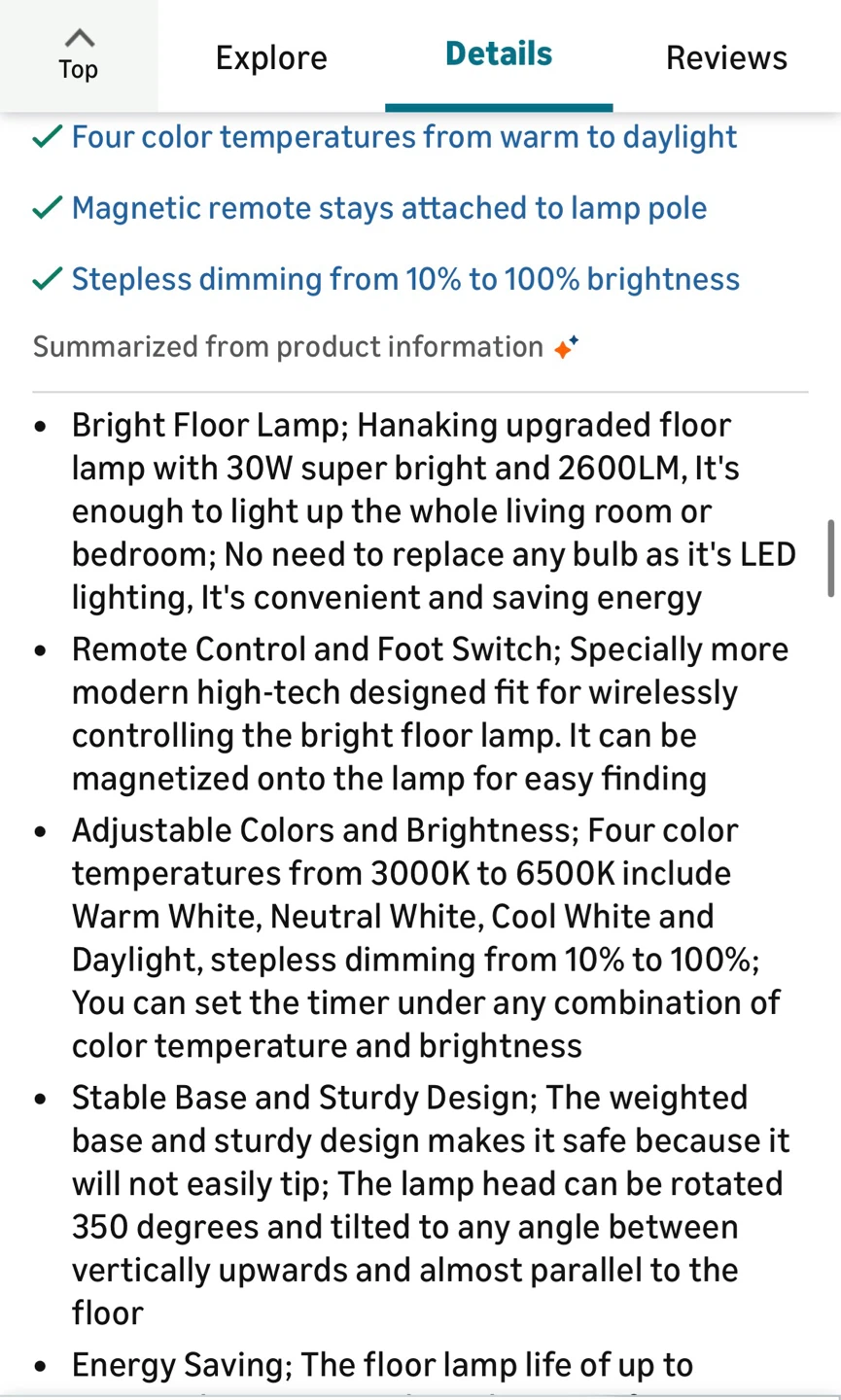 New⭐️hanaking Upgraded Floor Lamp with Remote Control - photo 2