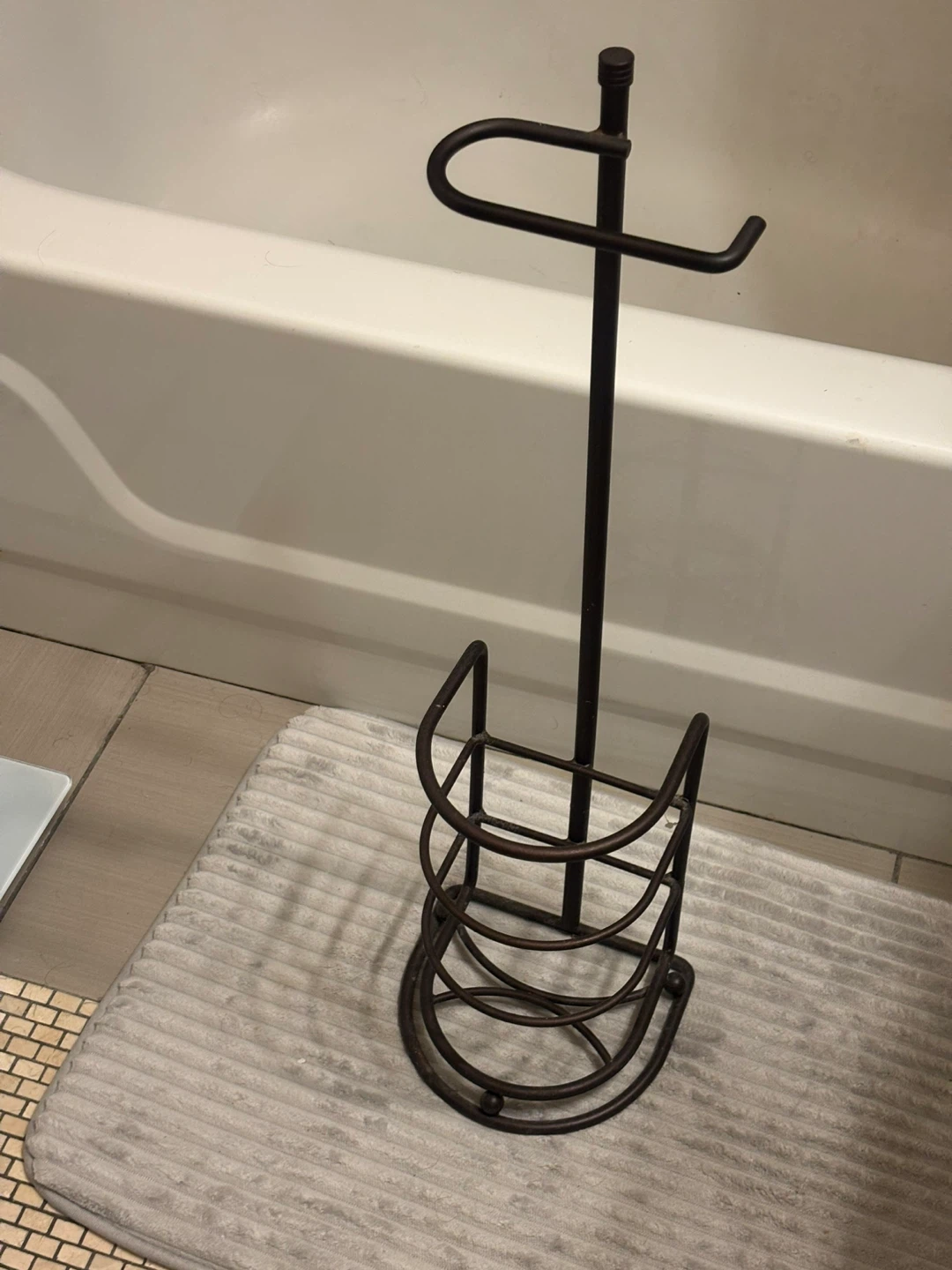 Bronze Toilet Paper Holder with Storage Basket - photo 2