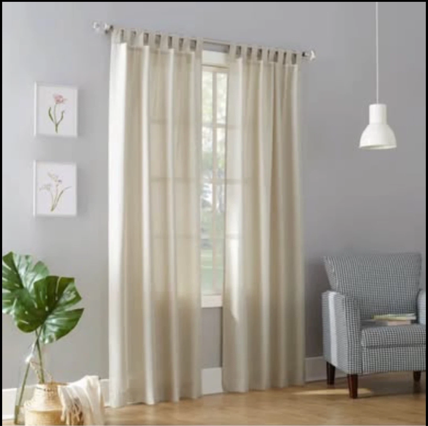 Cream Tab Top Curtain Panel - photo 4