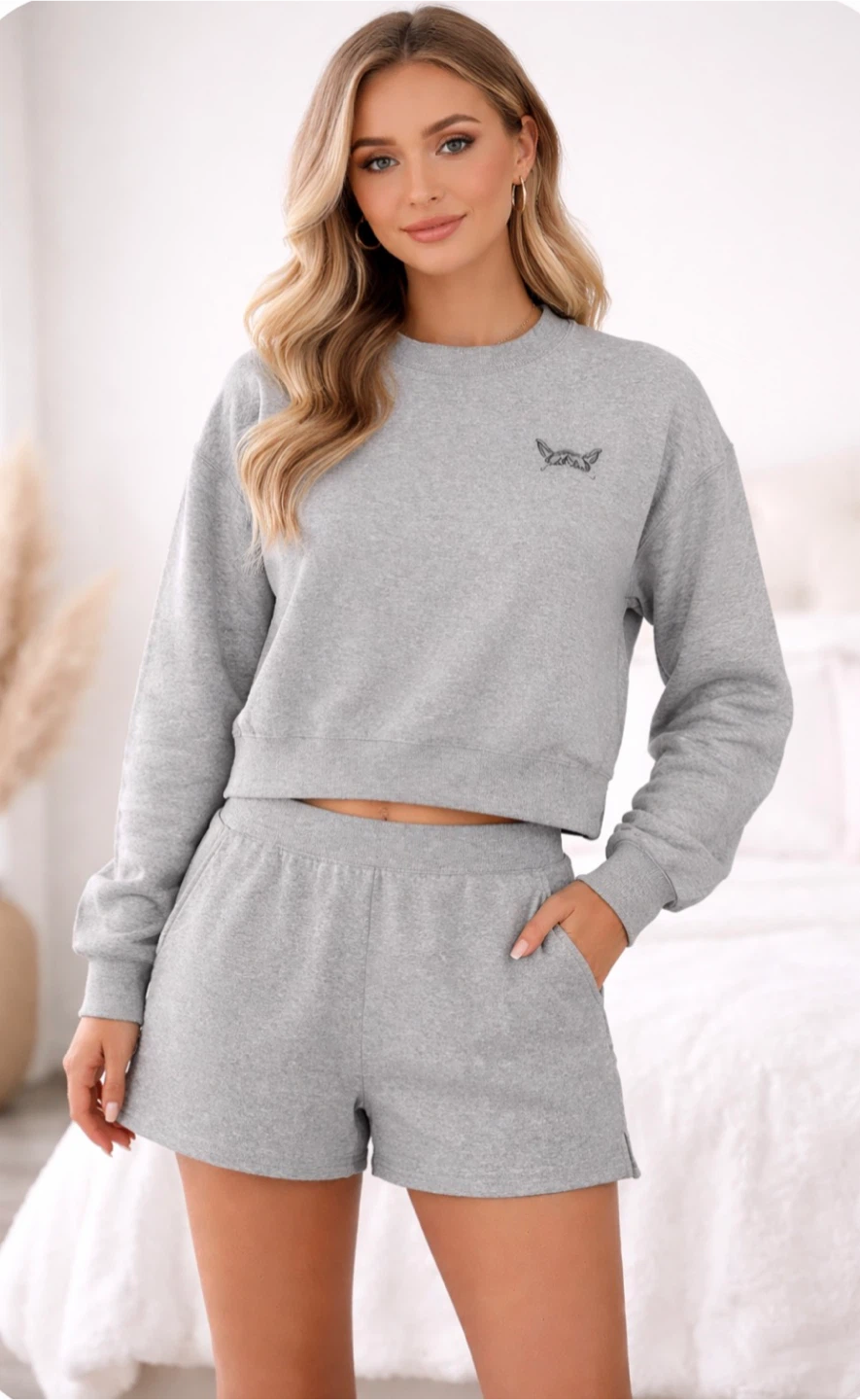 Rosé Grey Sweatshirt and Shorts Set - XL